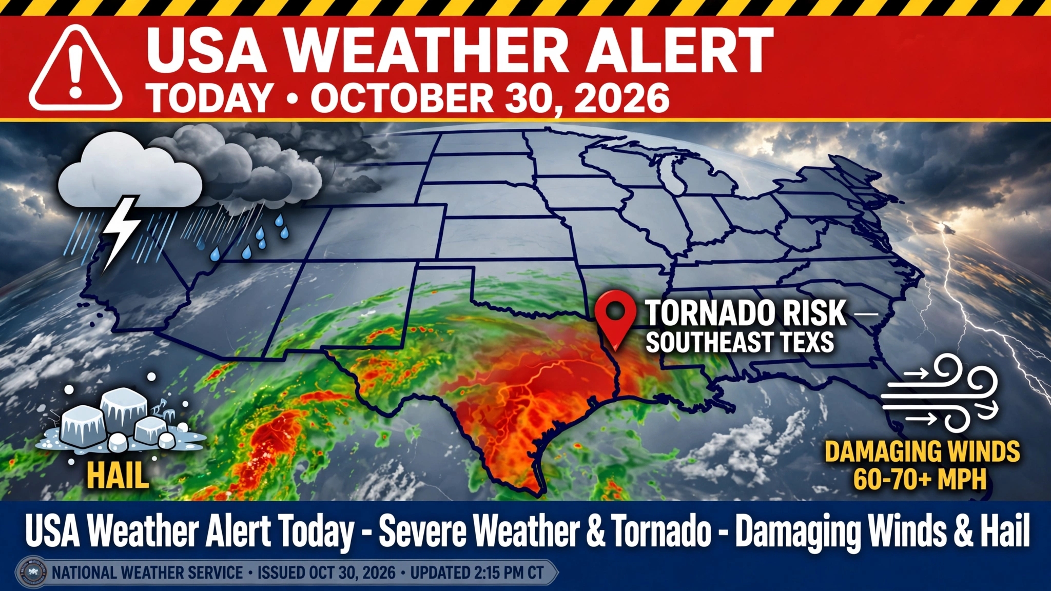 USA Weather Alert Today: Severe Weather & Tornado Risk - Texas to Southeast