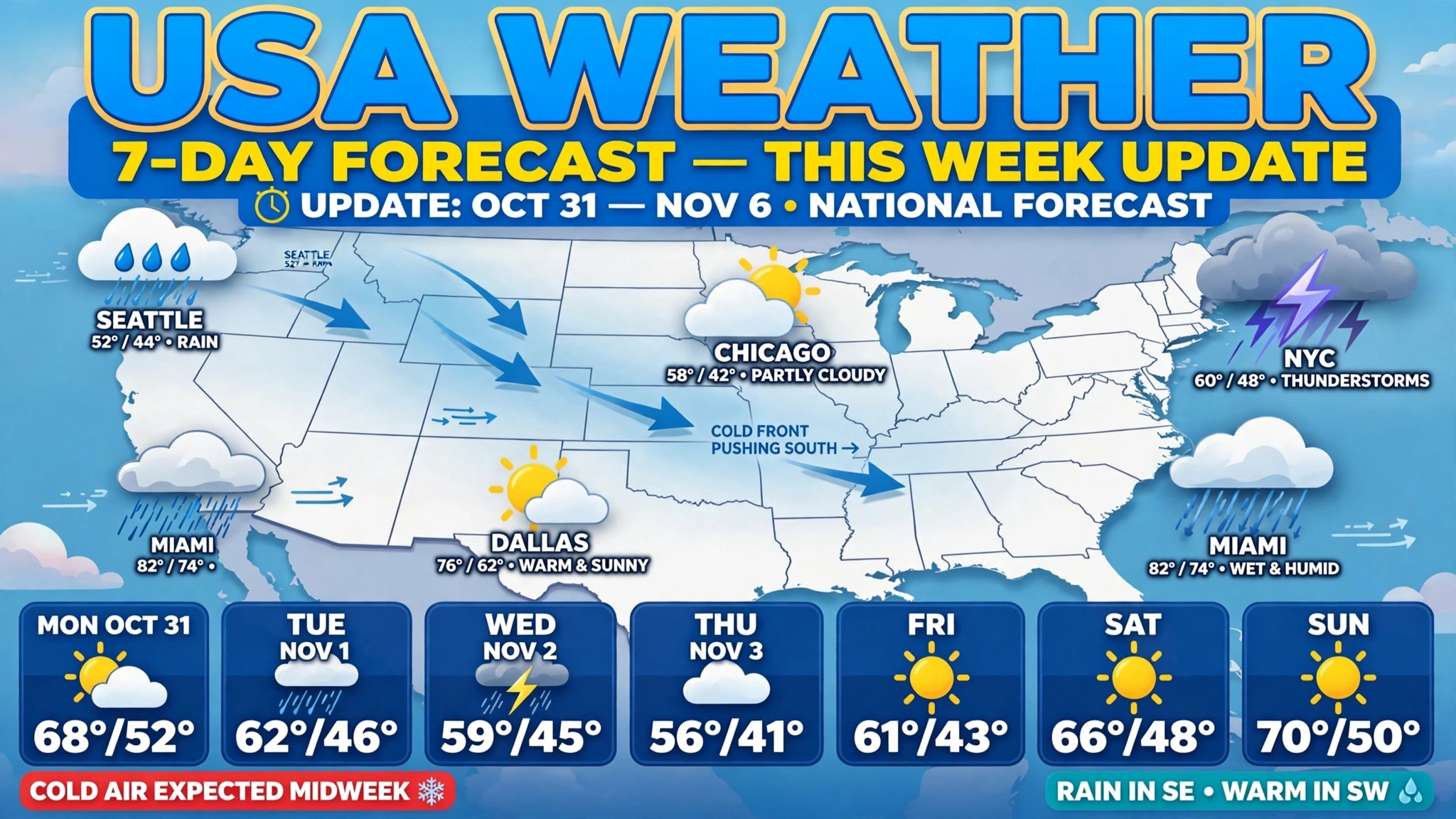 USA Weather This Week 7 Day Forecast Update Oct 31 Nov 6 Live