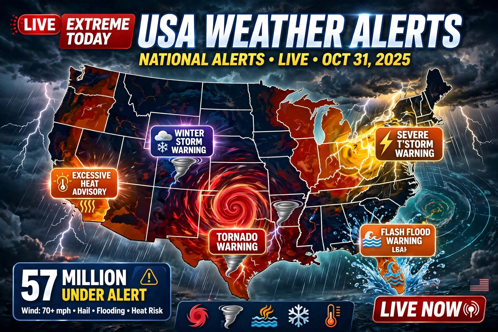 Live Extreme USA Weather Alerts Today 57 Million Under Alert