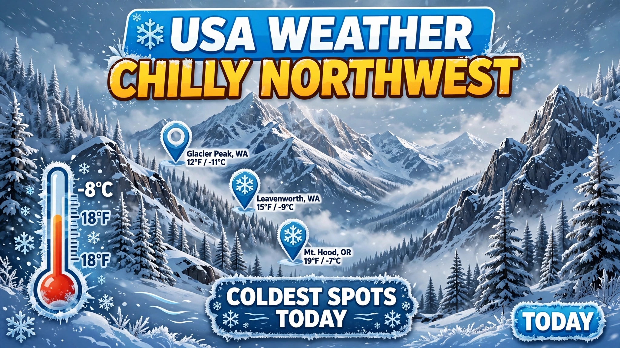 USA Weather Chilly Northwest Coldest Spots Today Live Update